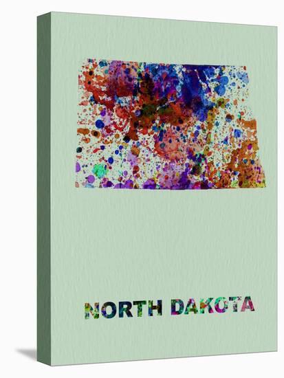 North Dakota Color Splatter Map-NaxArt-Stretched Canvas