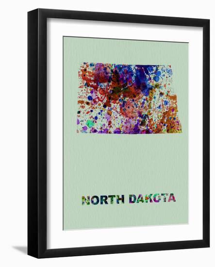 North Dakota Color Splatter Map-NaxArt-Framed Art Print