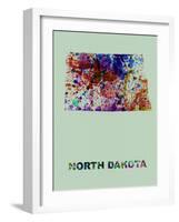 North Dakota Color Splatter Map-NaxArt-Framed Art Print