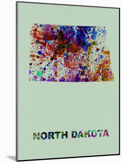 North Dakota Color Splatter Map-NaxArt-Mounted Art Print