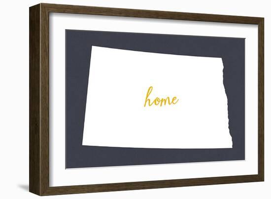 North Dakota - Home State - White on Gray-Lantern Press-Framed Art Print