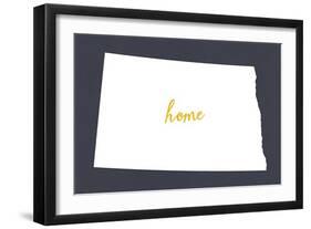North Dakota - Home State - White on Gray-Lantern Press-Framed Art Print