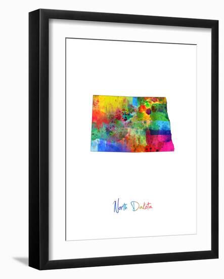 North Dakota Map-Michael Tompsett-Framed Art Print