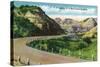 North Dakota, Scenic US Highway 10 in the Badlands, T. Roosevelt National Park-Lantern Press-Stretched Canvas