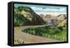 North Dakota, Scenic US Highway 10 in the Badlands, T. Roosevelt National Park-Lantern Press-Framed Stretched Canvas