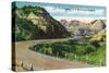 North Dakota, Scenic US Highway 10 in the Badlands, T. Roosevelt National Park-Lantern Press-Stretched Canvas