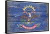 North Dakota State Flag - Barnwood Painting-Lantern Press-Framed Stretched Canvas