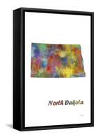 North Dakota State Map 1-Marlene Watson-Framed Stretched Canvas