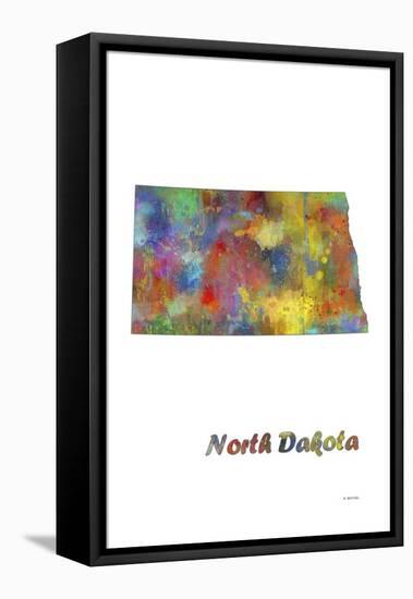 North Dakota State Map 1-Marlene Watson-Framed Stretched Canvas