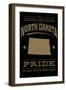 North Dakota State Pride - Gold on Black-Lantern Press-Framed Art Print