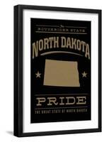 North Dakota State Pride - Gold on Black-Lantern Press-Framed Art Print