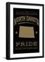 North Dakota State Pride - Gold on Black-Lantern Press-Framed Art Print