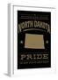 North Dakota State Pride - Gold on Black-Lantern Press-Framed Art Print