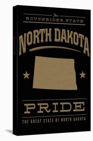 North Dakota State Pride - Gold on Black-Lantern Press-Stretched Canvas