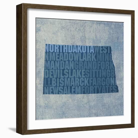 North Dakota State Words-David Bowman-Framed Giclee Print