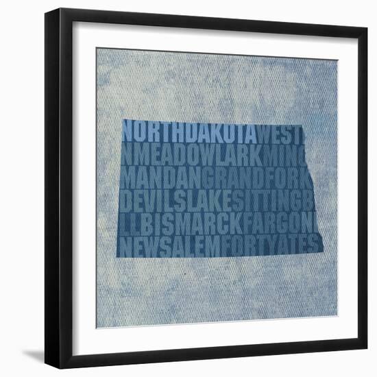 North Dakota State Words-David Bowman-Framed Giclee Print