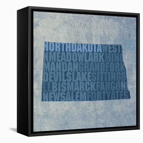 North Dakota State Words-David Bowman-Framed Stretched Canvas