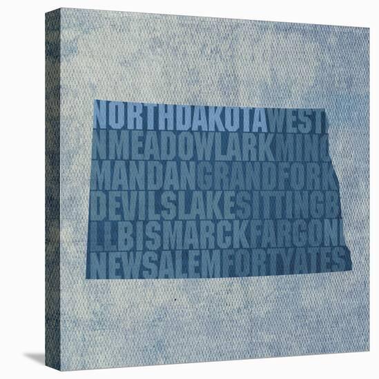 North Dakota State Words-David Bowman-Stretched Canvas