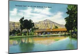 North Dakota, T. Roosevelt National Park View of Badlands Dude Ranch Swimmin' Hole-Lantern Press-Mounted Art Print