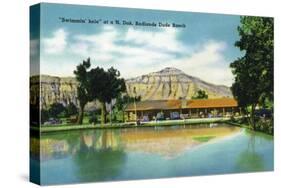 North Dakota, T. Roosevelt National Park View of Badlands Dude Ranch Swimmin' Hole-Lantern Press-Stretched Canvas