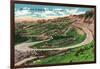 North Dakota, T. Roosevelt National Park View of Horseshoe Bend on US Hwy 85-Lantern Press-Framed Art Print