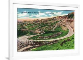 North Dakota, T. Roosevelt National Park View of Horseshoe Bend on US Hwy 85-Lantern Press-Framed Premium Giclee Print