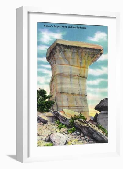 North Dakota, T. Roosevelt National Park View of Nature's Pulpit, Badlands-Lantern Press-Framed Art Print