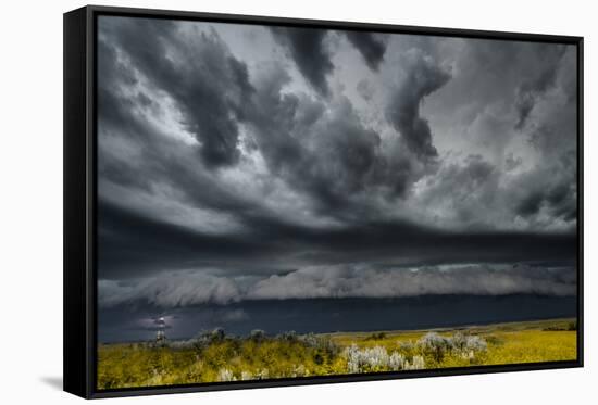 North Dakota, Theodore Roosevelt National Park, Lightening Strike on the Dakota Plains-Judith Zimmerman-Framed Stretched Canvas