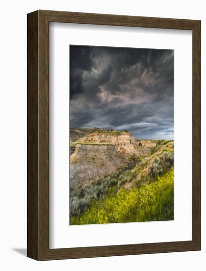 North Dakota, Theodore Roosevelt National Park, Thunderstorm Approach on the Dakota Prairie-Judith Zimmerman-Framed Photographic Print