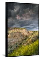 North Dakota, Theodore Roosevelt National Park, Thunderstorm Approach on the Dakota Prairie-Judith Zimmerman-Framed Stretched Canvas