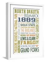 North Dakota - Typography-Lantern Press-Framed Art Print