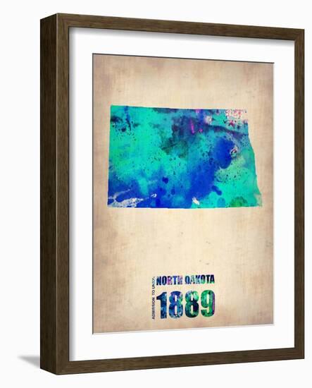 North Dakota Watercolor Map-NaxArt-Framed Art Print