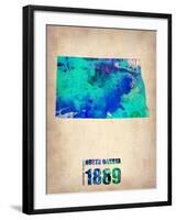 North Dakota Watercolor Map-NaxArt-Framed Art Print