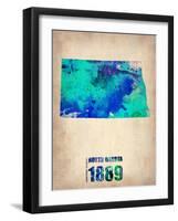 North Dakota Watercolor Map-NaxArt-Framed Art Print