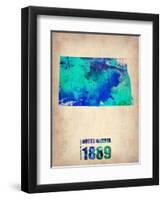 North Dakota Watercolor Map-NaxArt-Framed Art Print