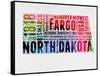 North Dakota Watercolor Word Cloud-NaxArt-Framed Stretched Canvas