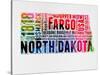 North Dakota Watercolor Word Cloud-NaxArt-Stretched Canvas