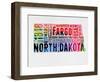 North Dakota Watercolor Word Cloud-NaxArt-Framed Art Print