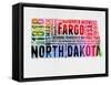 North Dakota Watercolor Word Cloud-NaxArt-Framed Stretched Canvas