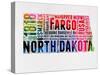 North Dakota Watercolor Word Cloud-NaxArt-Stretched Canvas