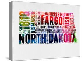 North Dakota Watercolor Word Cloud-NaxArt-Stretched Canvas