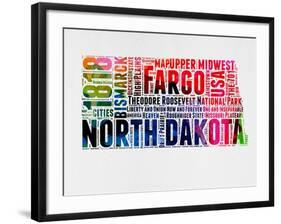 North Dakota Watercolor Word Cloud-NaxArt-Framed Art Print