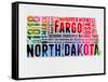 North Dakota Watercolor Word Cloud-NaxArt-Framed Stretched Canvas