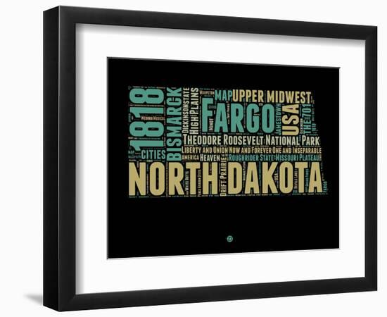 North Dakota Word Cloud 1-NaxArt-Framed Art Print