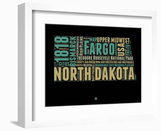 North Dakota Word Cloud 1-NaxArt-Framed Art Print