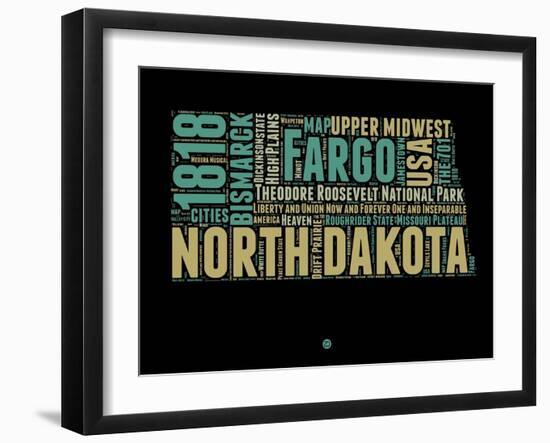 North Dakota Word Cloud 1-NaxArt-Framed Art Print