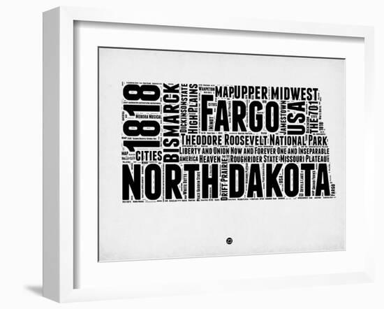 North Dakota Word Cloud 2-NaxArt-Framed Art Print