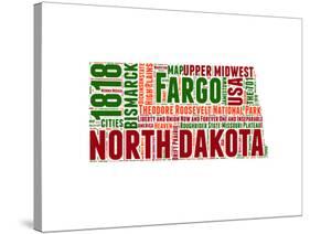 North Dakota Word Cloud Map-NaxArt-Stretched Canvas