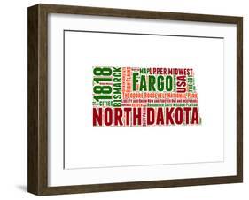 North Dakota Word Cloud Map-NaxArt-Framed Art Print