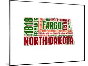 North Dakota Word Cloud Map-NaxArt-Mounted Art Print